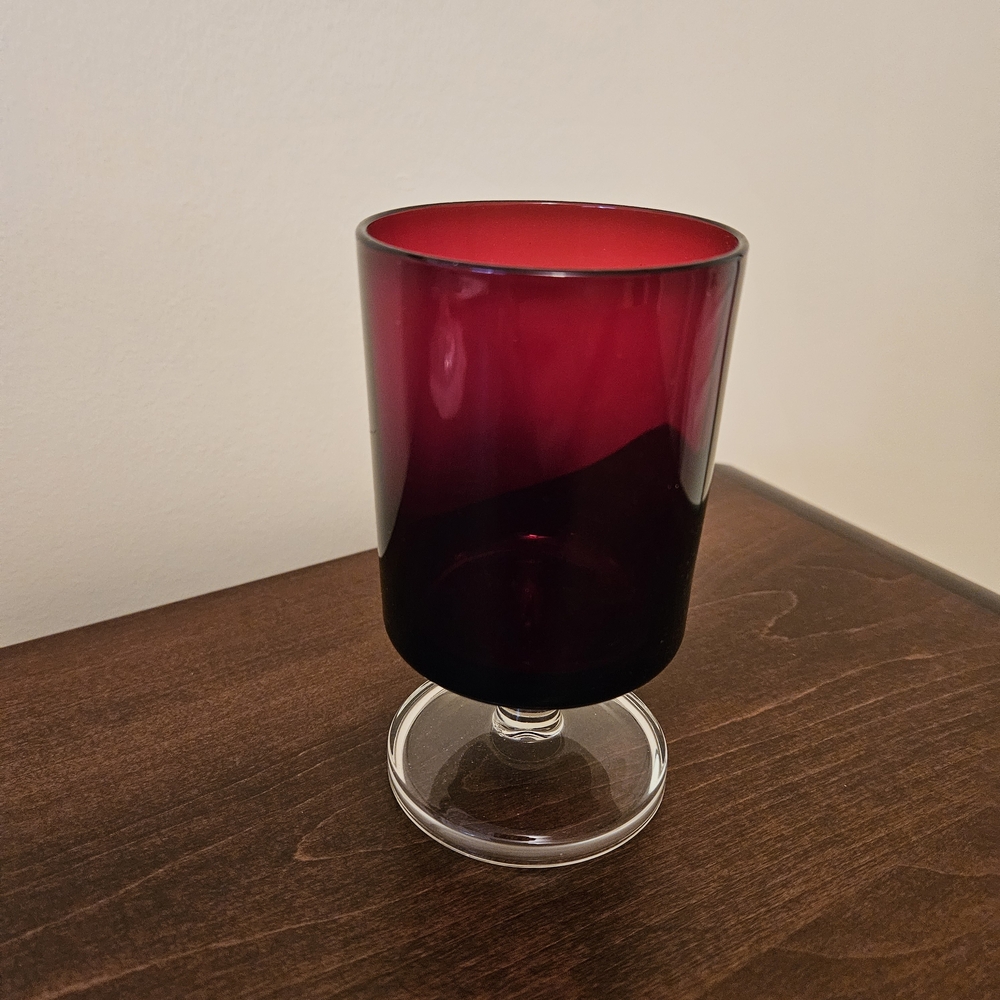 Elegant Ruby Red Glass Goblet